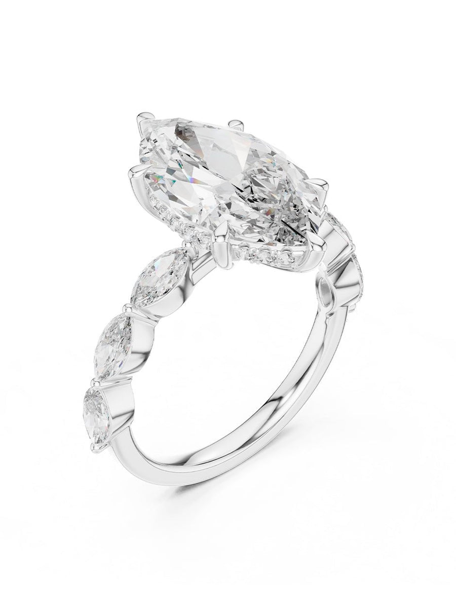 Anillo de compromiso - piedras laterales - AMORE122-MQ-LG