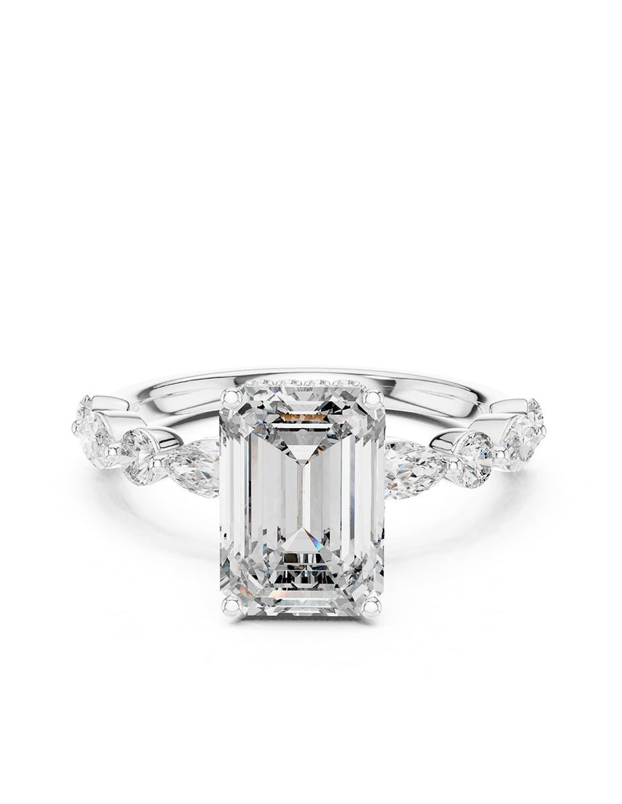 Anillo de compromiso - piedras laterales - AMORE123-EM-LG