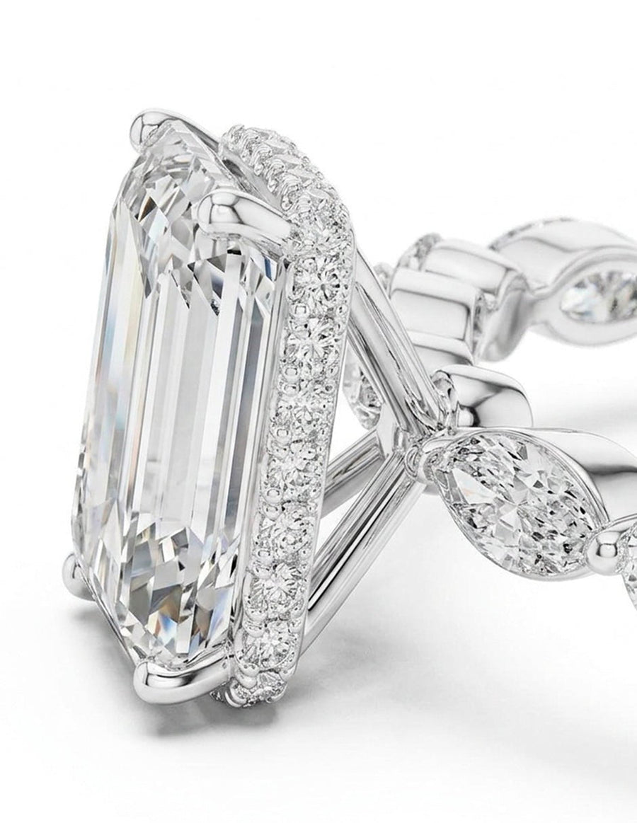 Anillo de compromiso - piedras laterales - AMORE123-EM-LG