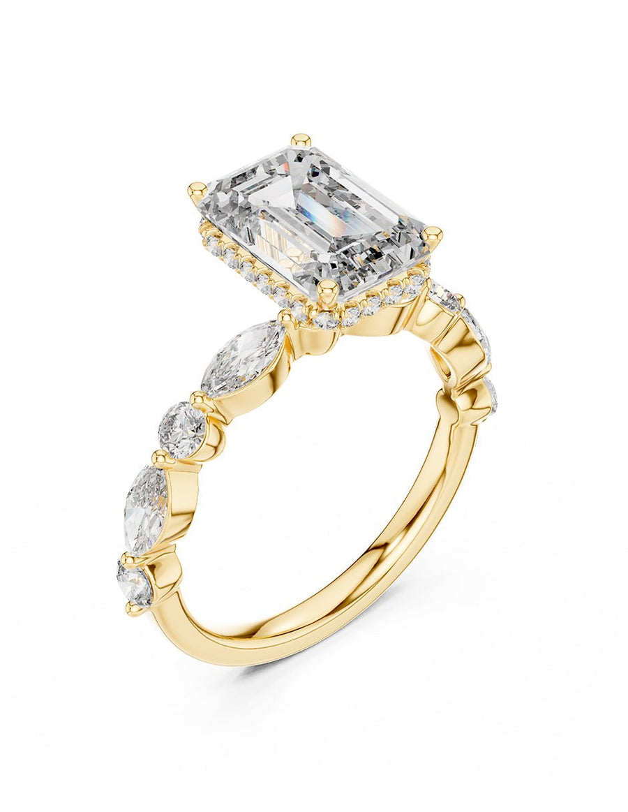 Anillo de compromiso - piedras laterales - AMORE123-EM-LG