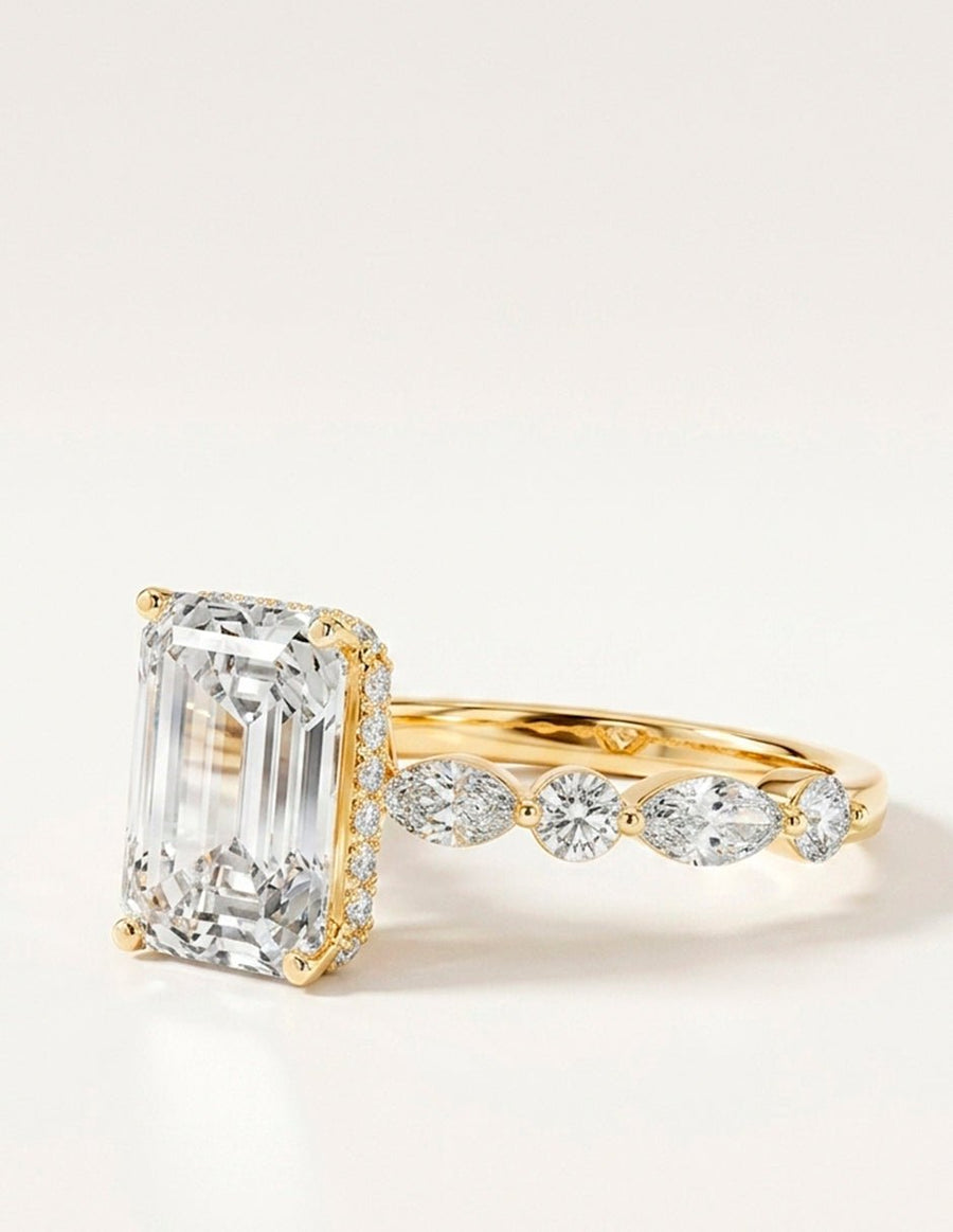 Anillo de compromiso - piedras laterales - AMORE123-EM-LG
