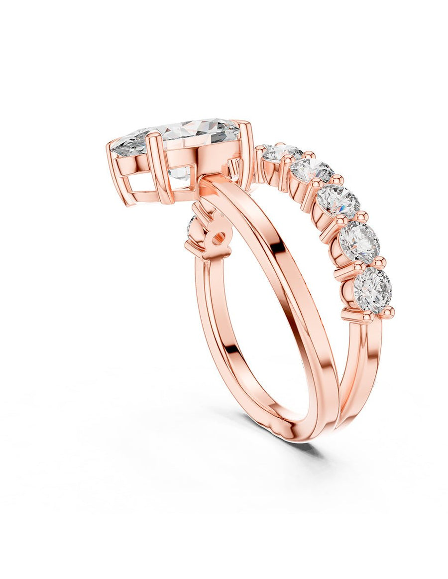 Anillo de compromiso - piedras laterales - AMORE124-OV-LG