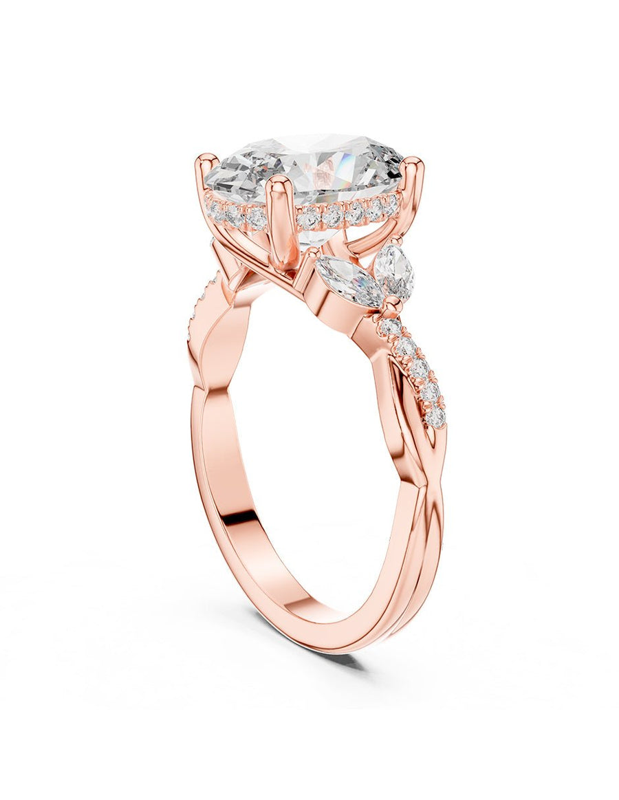 Anillo de compromiso - piedras laterales - AMORE125-OV-LG