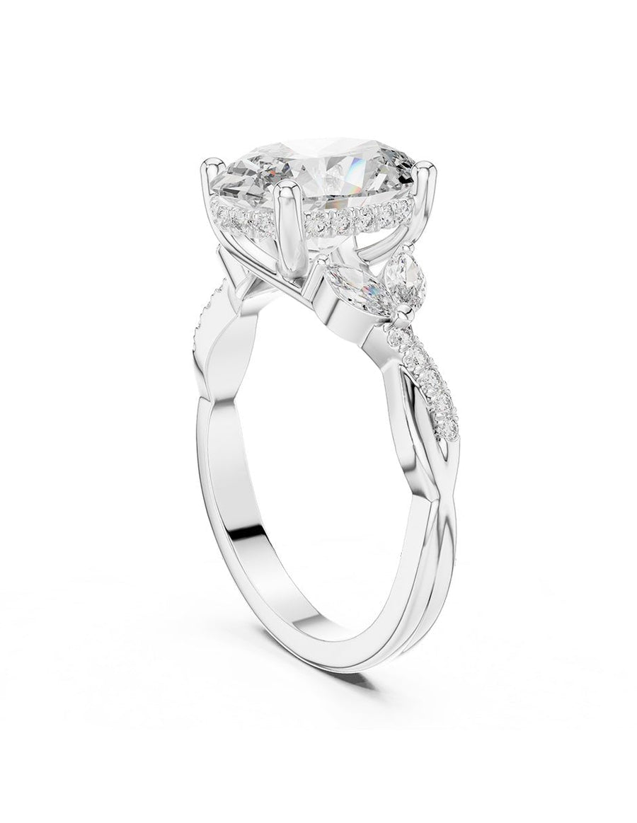 Anillo de compromiso - piedras laterales - AMORE125-OV-LG