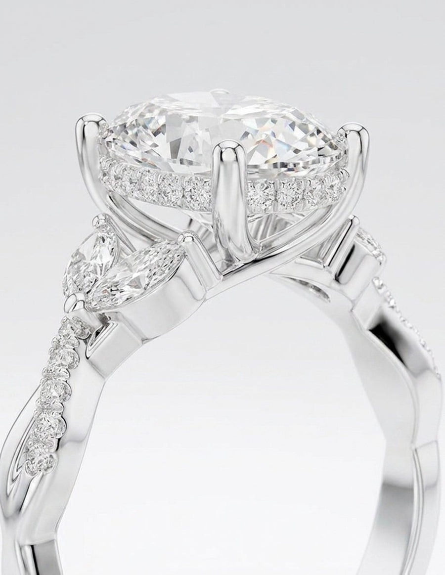Anillo de compromiso - piedras laterales - AMORE125-OV-LG