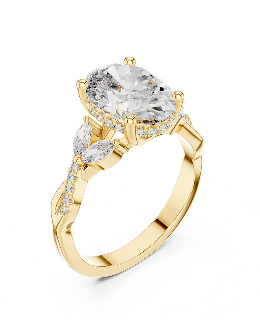 Anillo de compromiso - piedras laterales - AMORE125-OV-LG