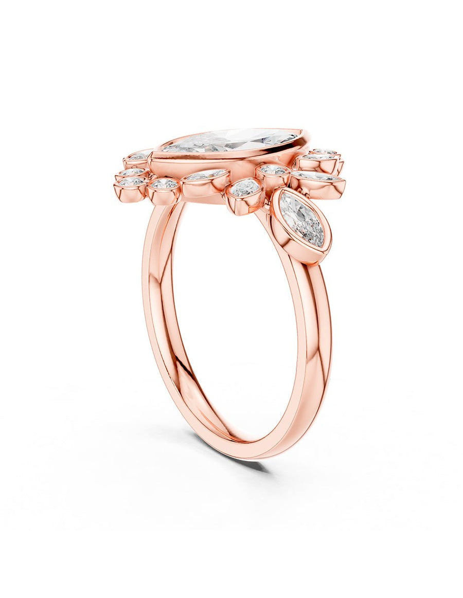 Anillo de compromiso - piedras laterales - AMORE126-MQ-LG