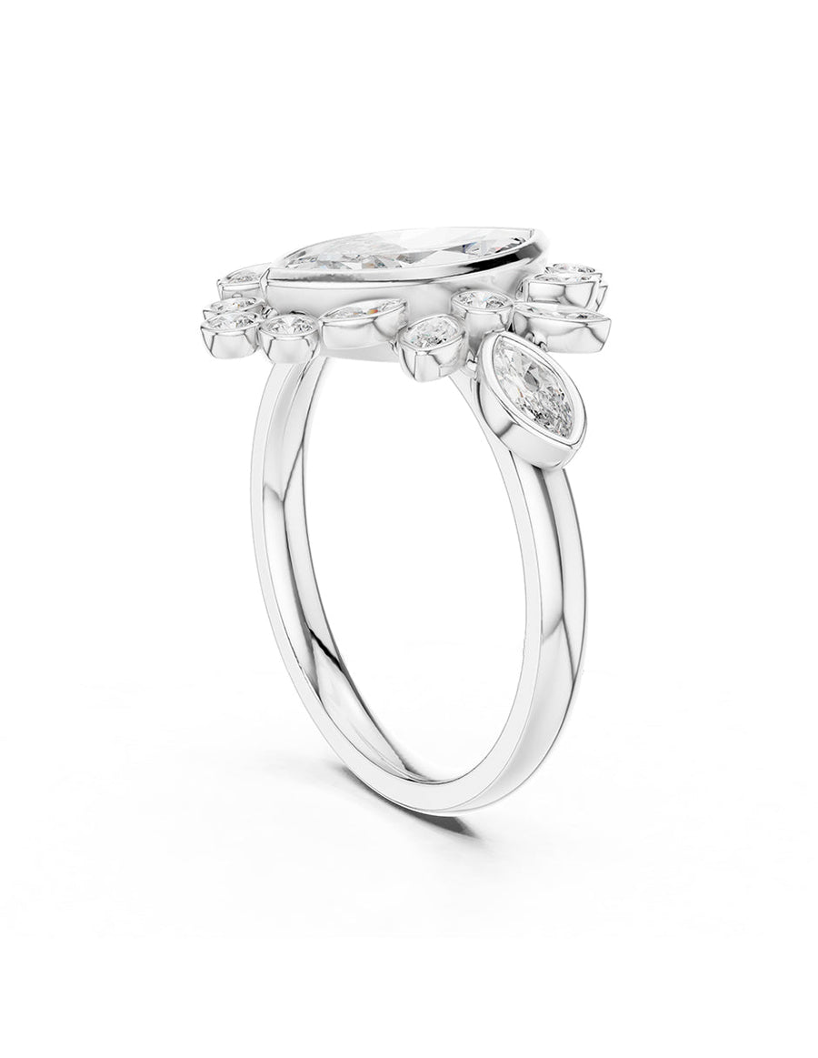Anillo de compromiso - piedras laterales - AMORE126-MQ-LG