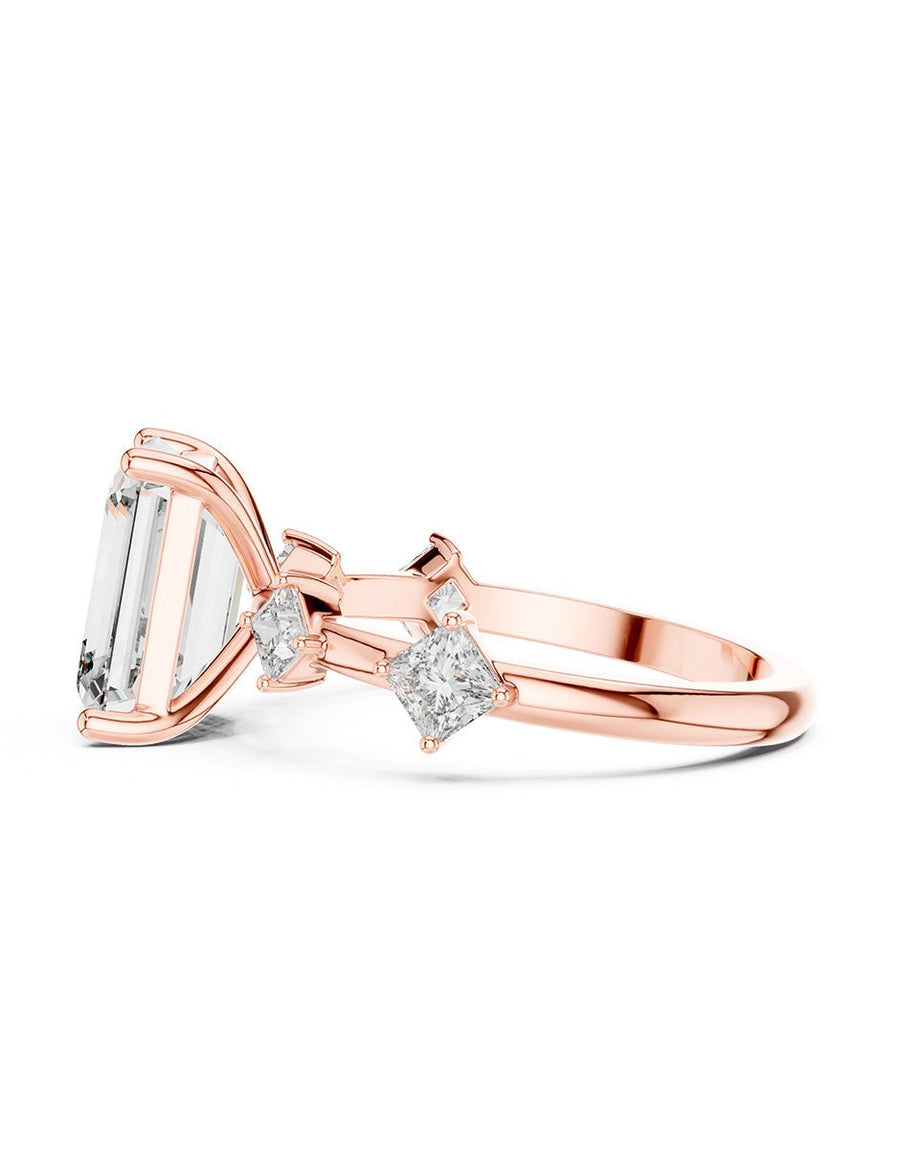 Anillo de compromiso - piedras laterales - AMORE127-EM-LG