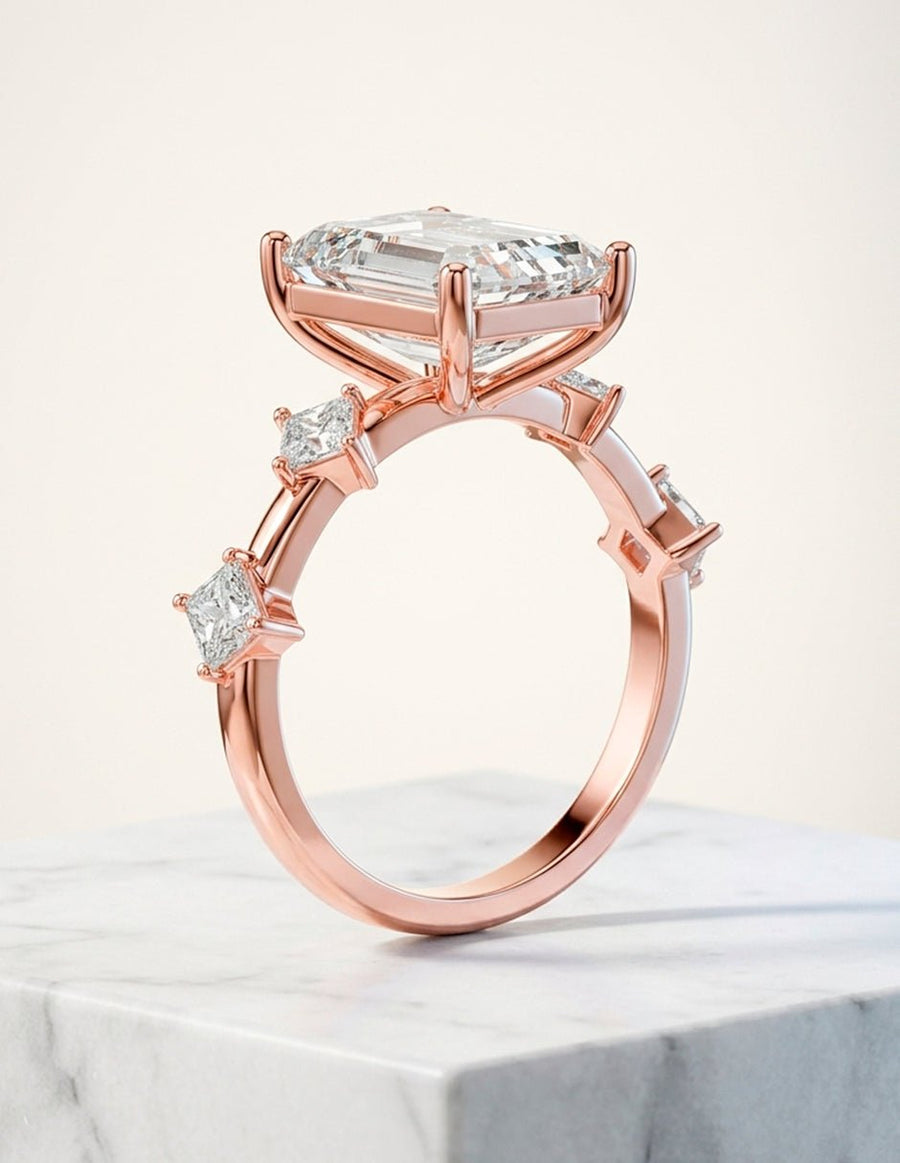 Anillo de compromiso - piedras laterales - AMORE127-EM-LG