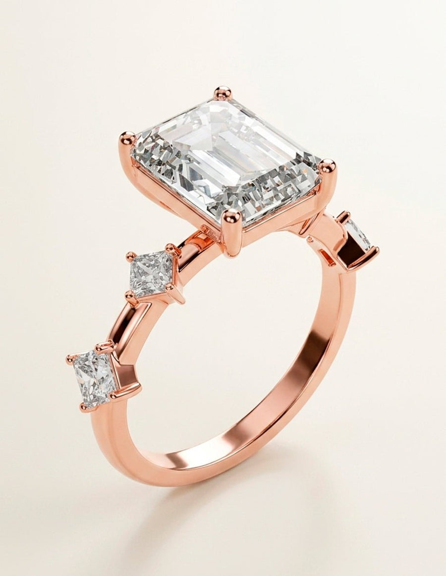 Anillo de compromiso - piedras laterales - AMORE127-EM-LG