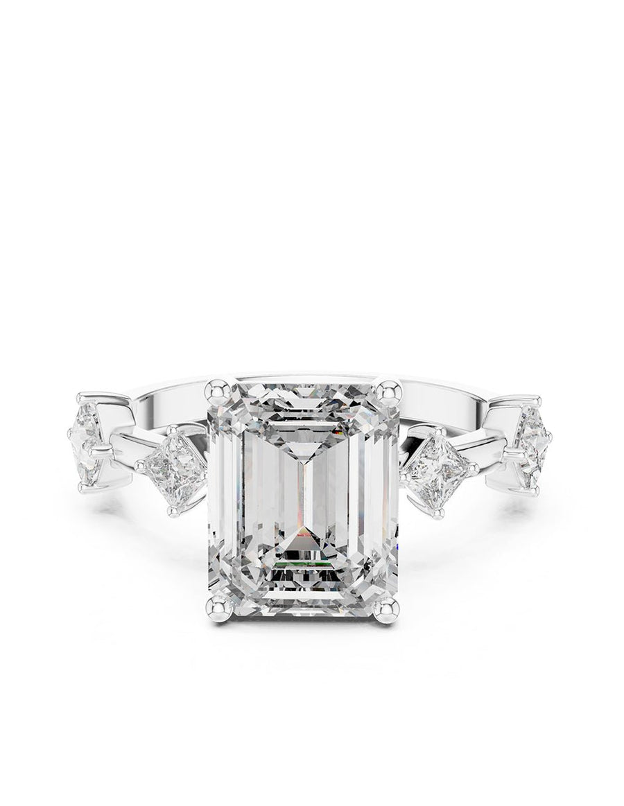 Anillo de compromiso - piedras laterales - AMORE127-EM-LG