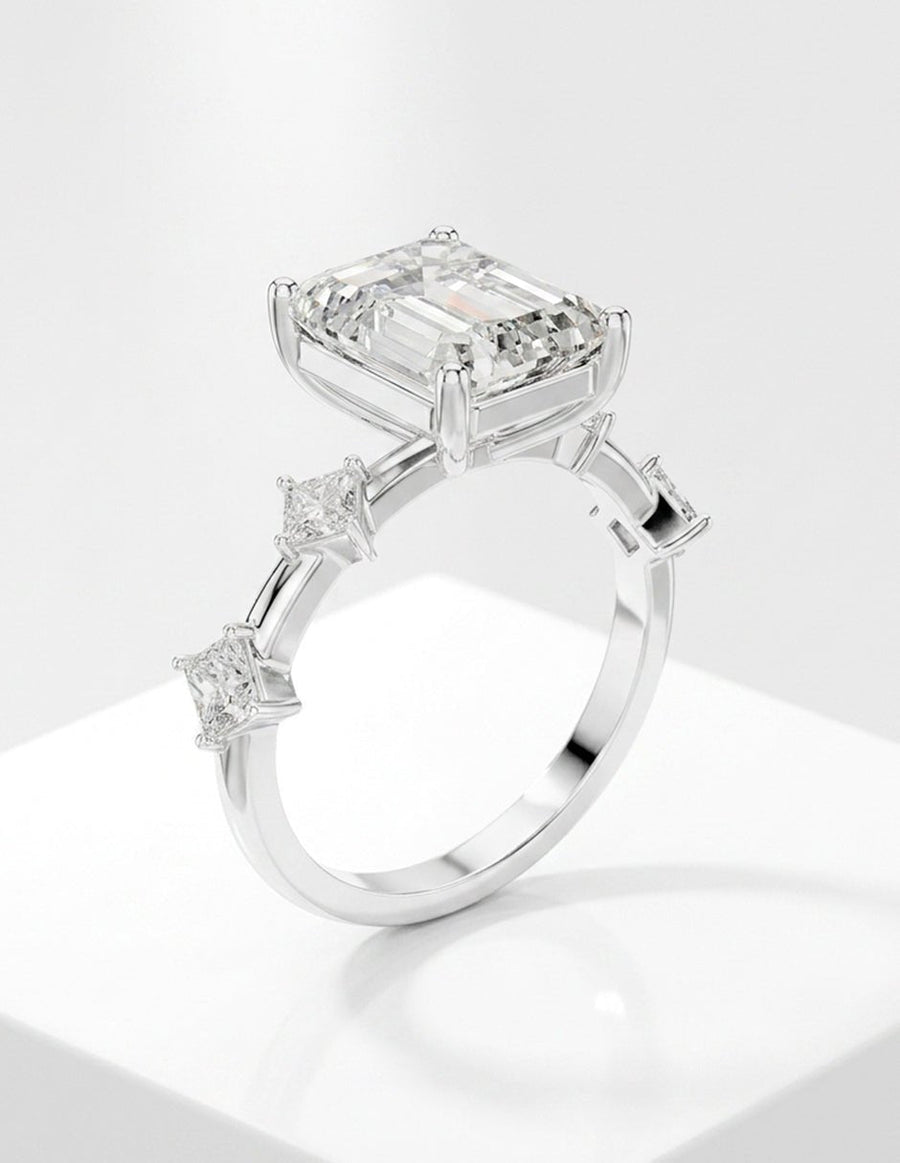 Anillo de compromiso - piedras laterales - AMORE127-EM-LG