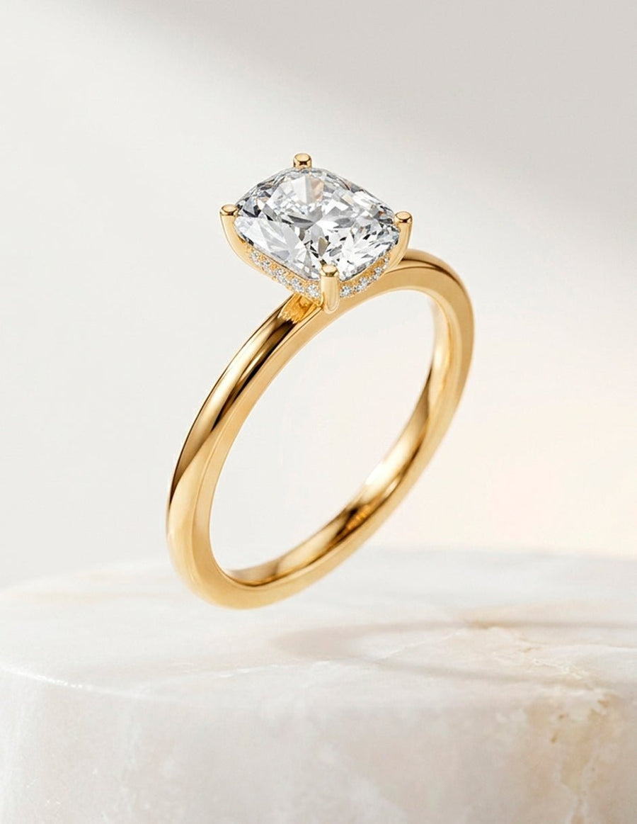 Anillo de compromiso - piedras laterales - AMORE130-CU-LG