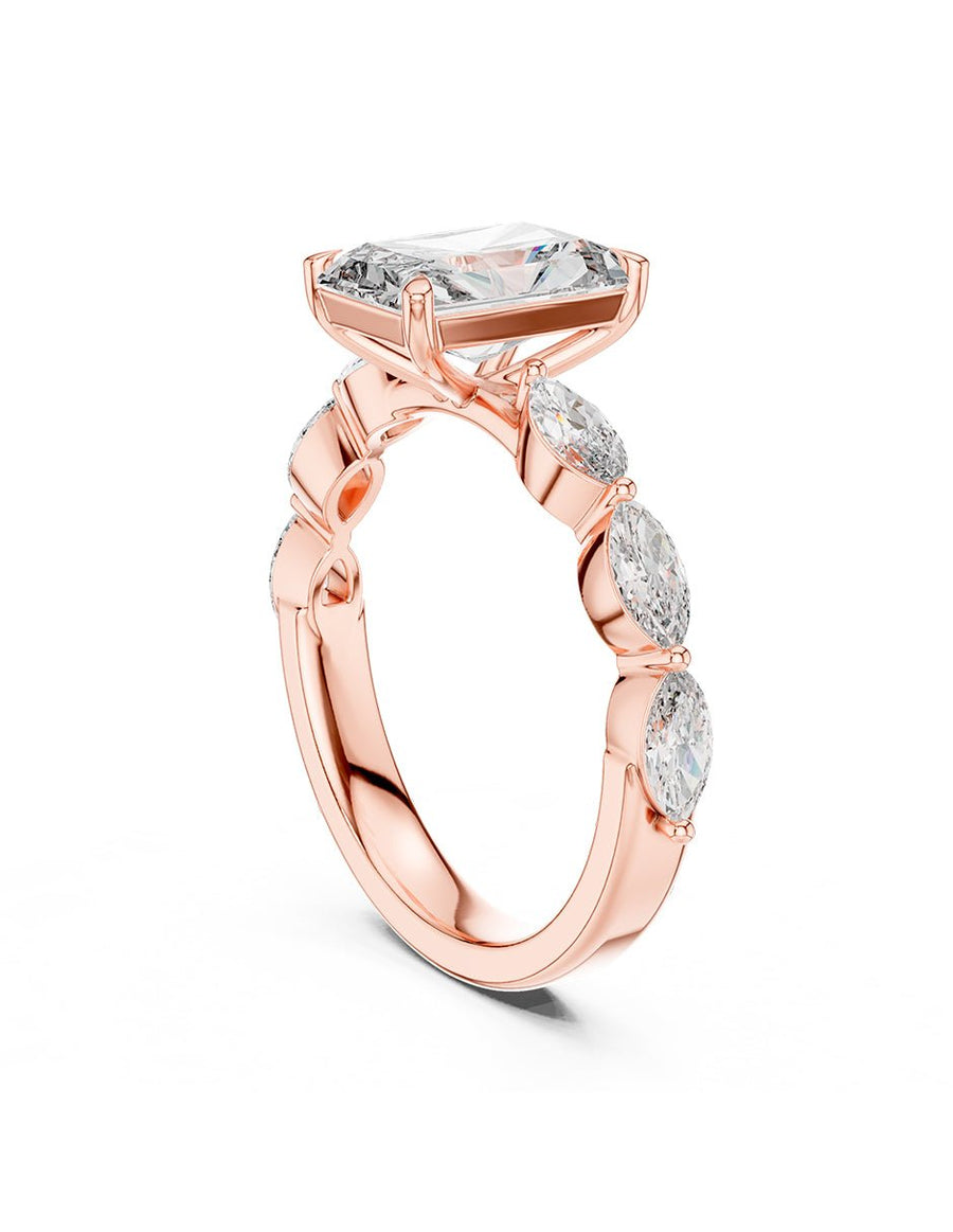 Anillo de compromiso - piedras laterales - AMORE131-EM-LG