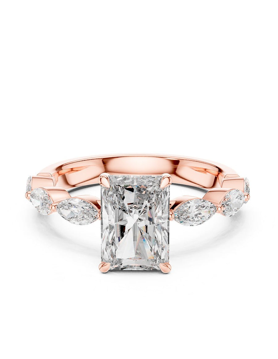 Anillo de compromiso - piedras laterales - AMORE131-EM-LG