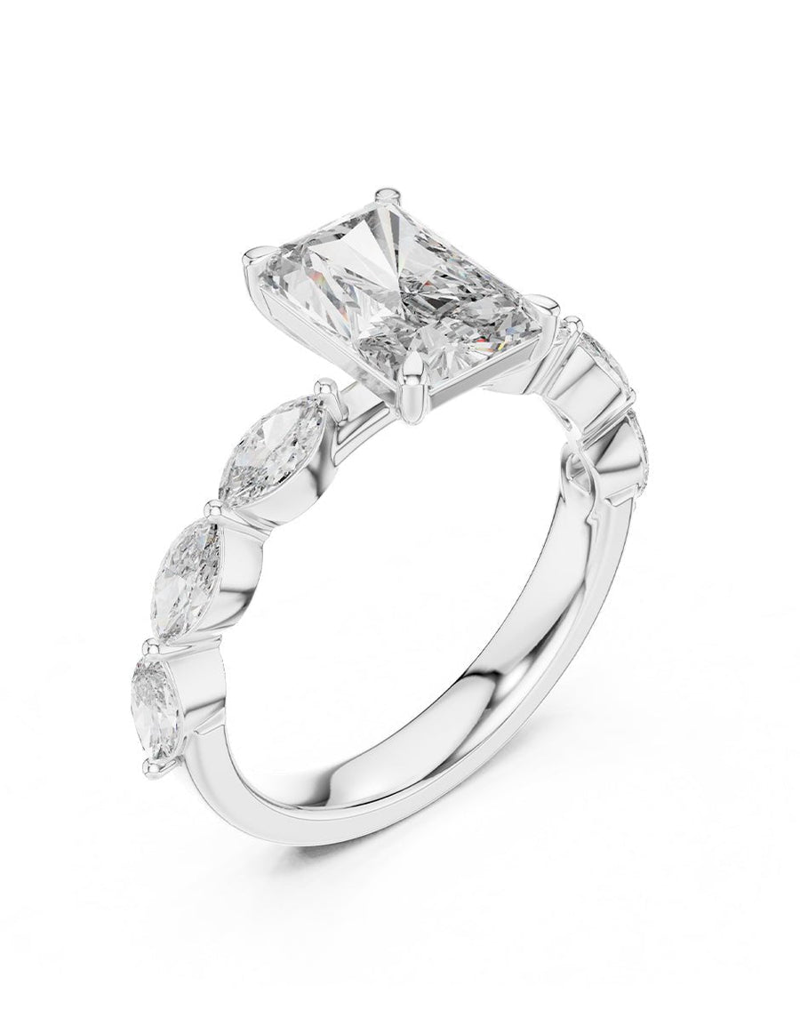 Anillo de compromiso - piedras laterales - AMORE131-EM-LG