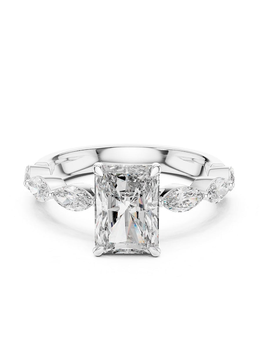 Anillo de compromiso - piedras laterales - AMORE131-EM-LG