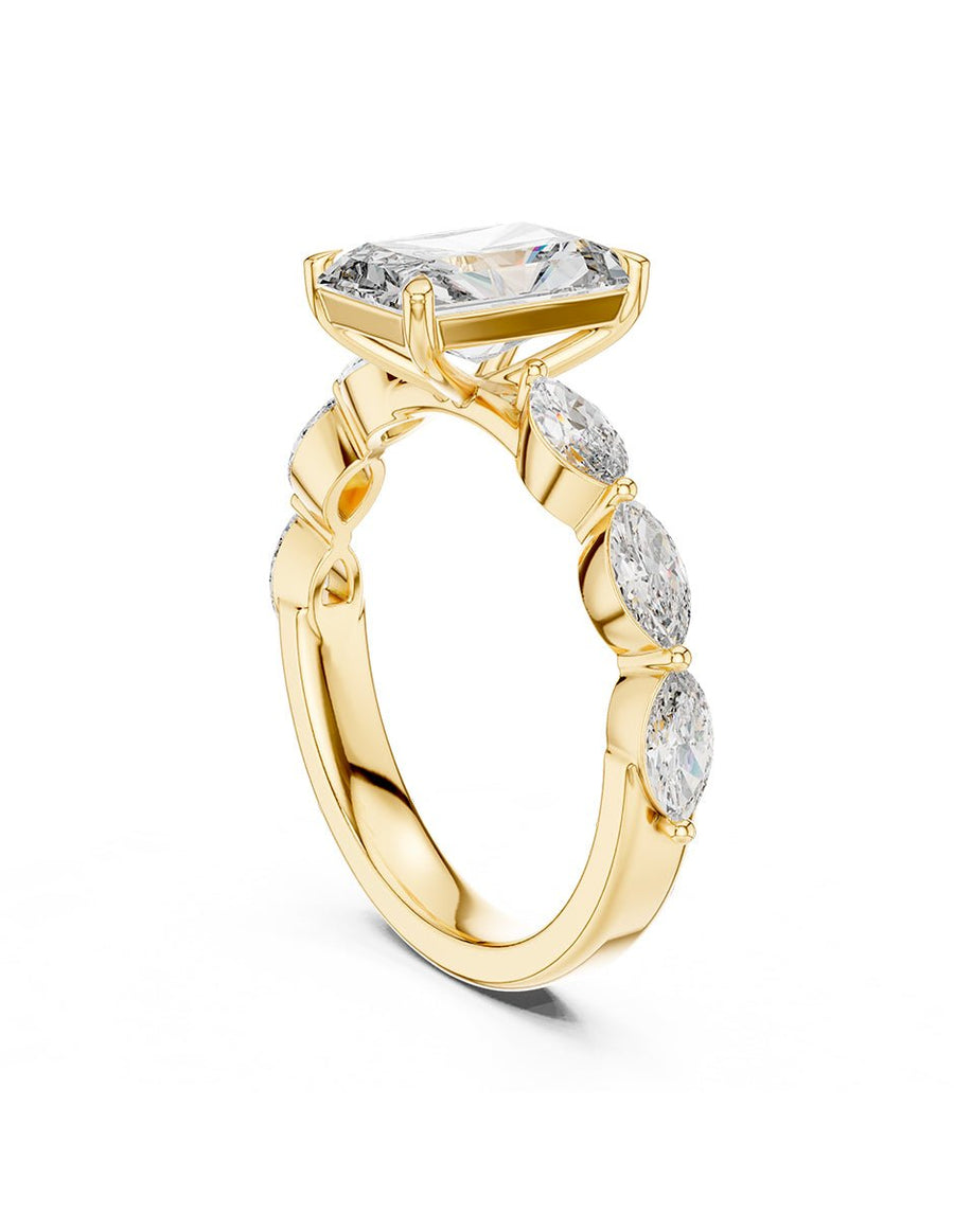 Anillo de compromiso - piedras laterales - AMORE131-EM-LG