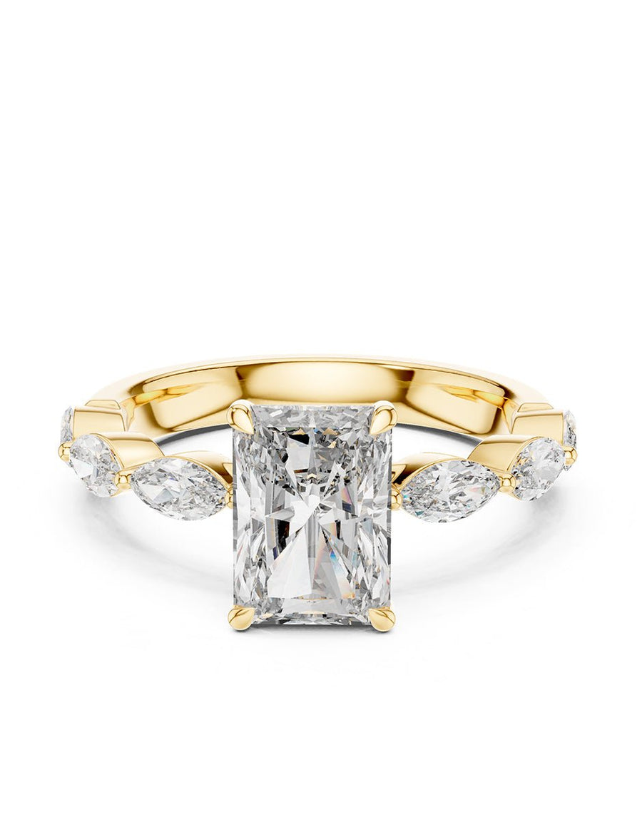 Anillo de compromiso - piedras laterales - AMORE131-EM-LG