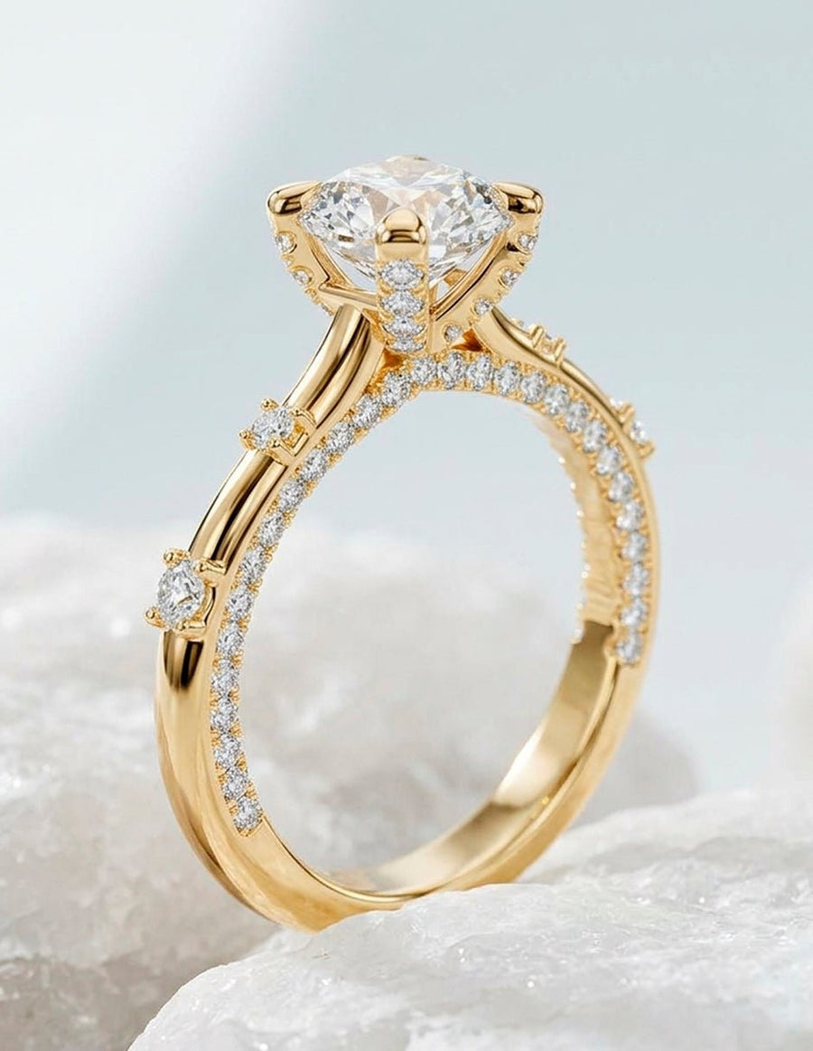 Anillo de compromiso - piedras laterales - AMORE132-RD-LG