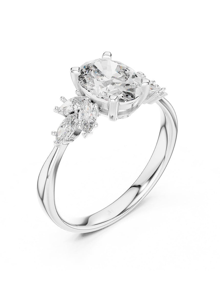 Anillo de compromiso - piedras laterales - AMORE133-OV-LG