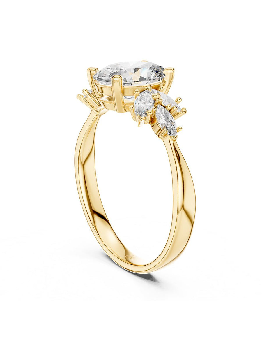 Anillo de Compromiso - piedras Laterales - AMORE133-OV-CZ