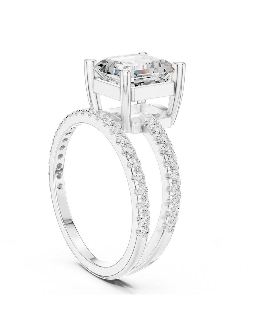 Anillo de compromiso - piedras laterales - AMORE134-AS-LG
