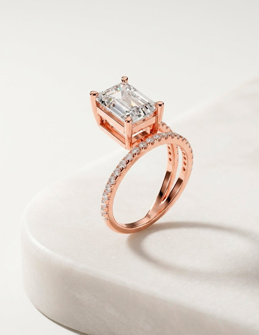 Anillo de compromiso - piedras laterales - AMORE134-EM-LG