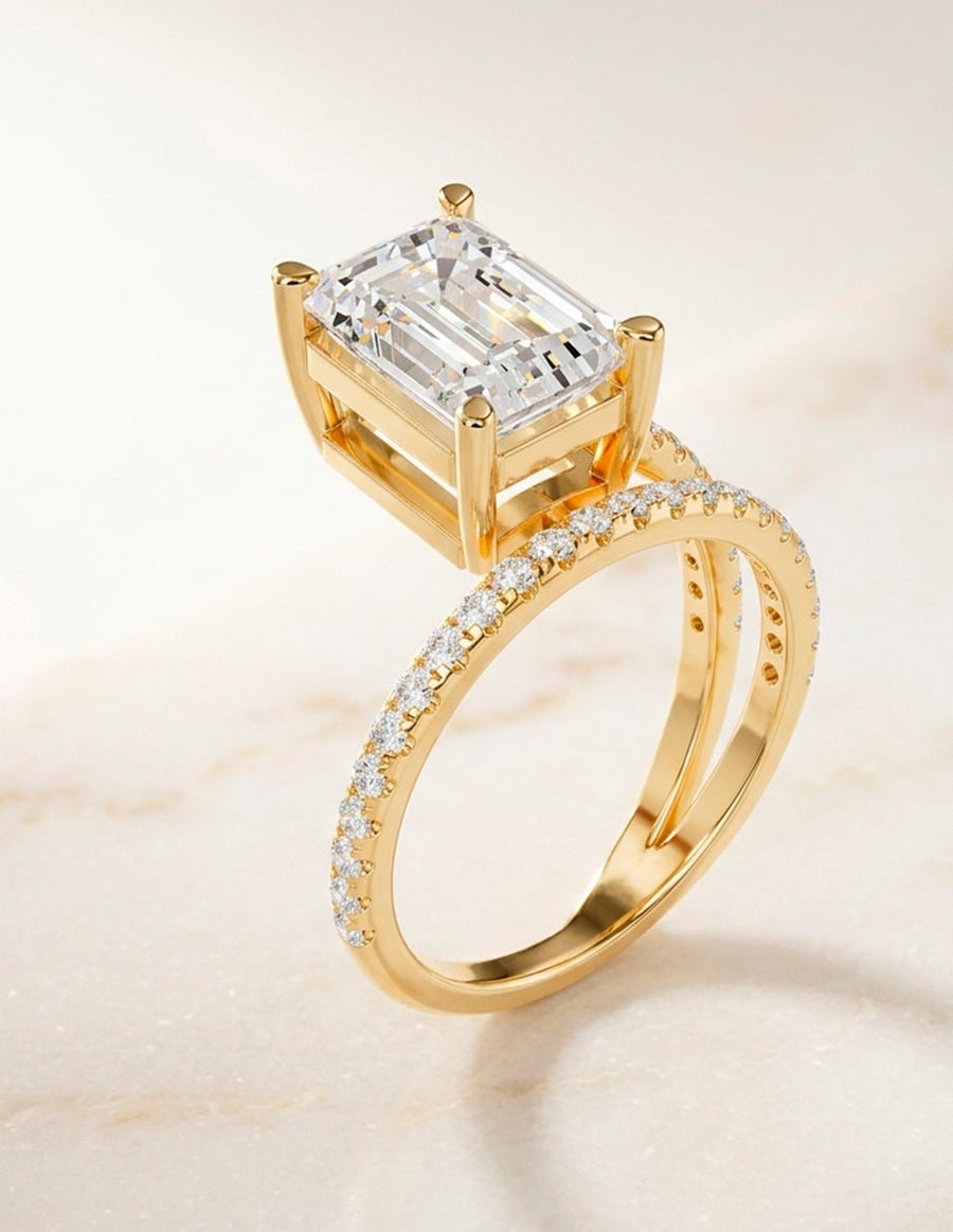 Anillo de compromiso - piedras laterales - AMORE134-EM-LG