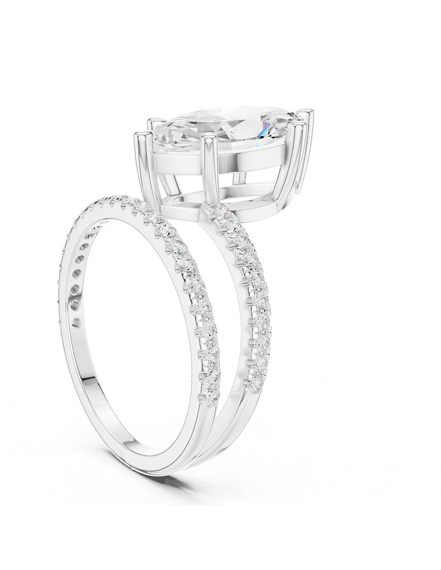 Anillo de compromiso - piedras laterales - AMORE134-MQ-LG