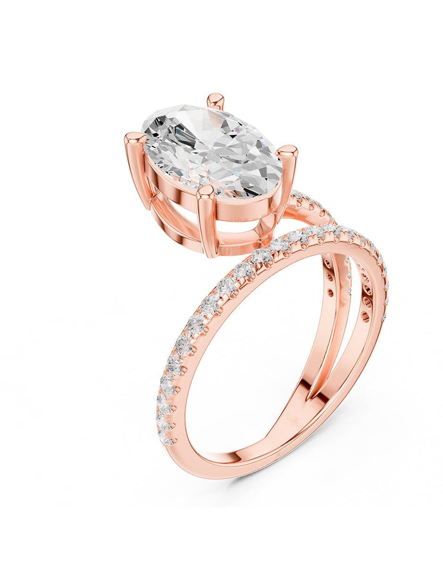 Anillo de compromiso - piedras laterales - AMORE134-OV-LG