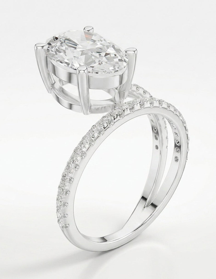 Anillo de compromiso - piedras laterales - AMORE134-OV-LG