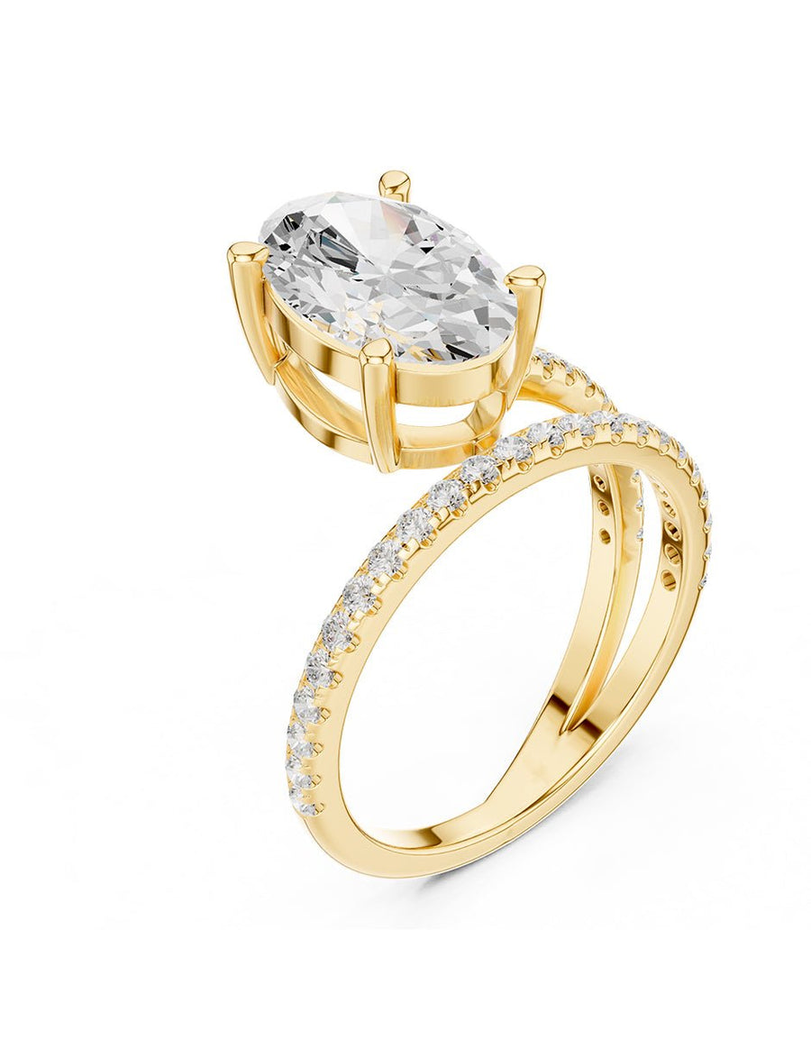 Anillo de compromiso - piedras laterales - AMORE134-OV-LG
