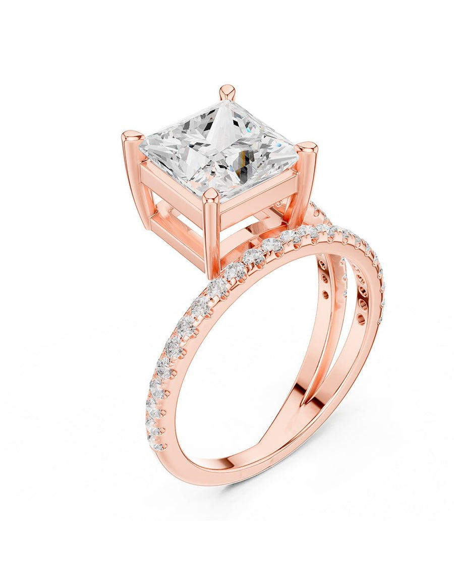 Anillo de compromiso - piedras laterales - AMORE134-PR-LG