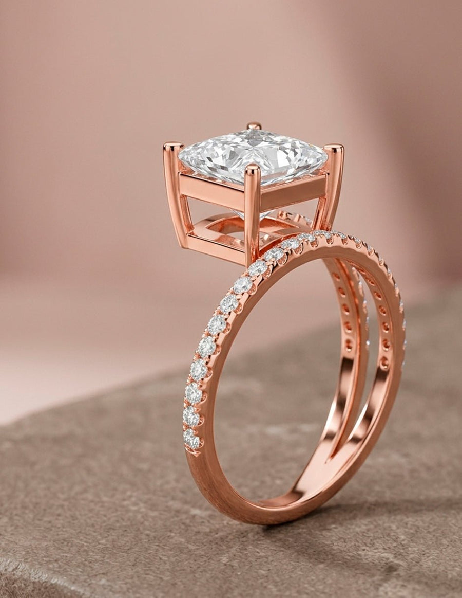 Anillo de compromiso - piedras laterales - AMORE134-PR-LG