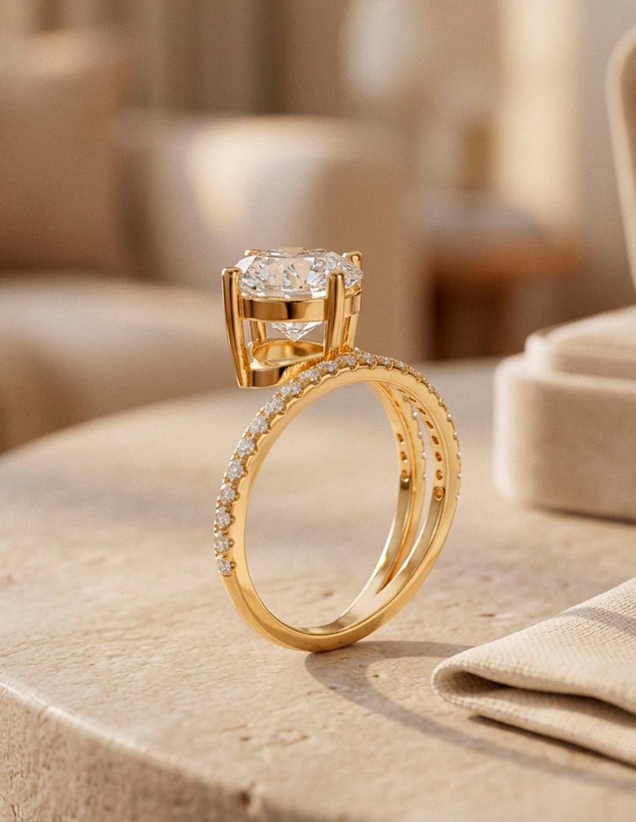 Anillo de compromiso - piedras laterales - AMORE134-RD-LG