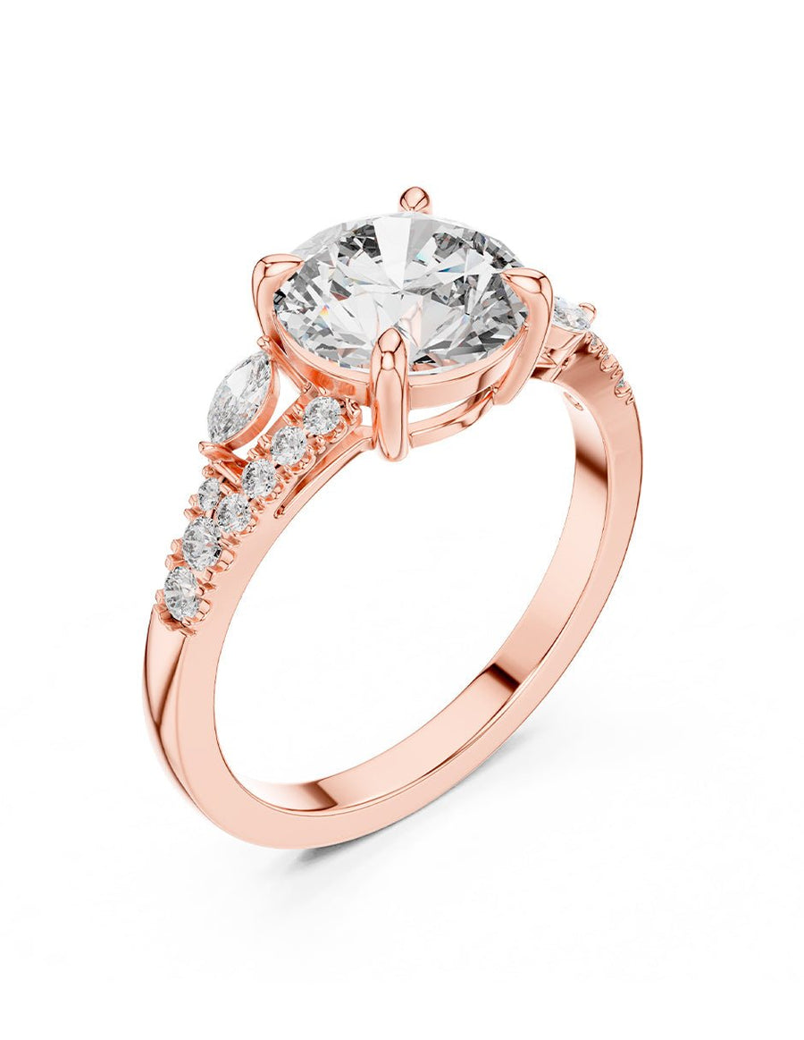 Anillo de compromiso - piedras laterales - AMORE136-RD-LG