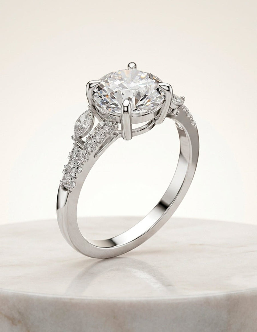 Anillo de compromiso - piedras laterales - AMORE136-RD-LG