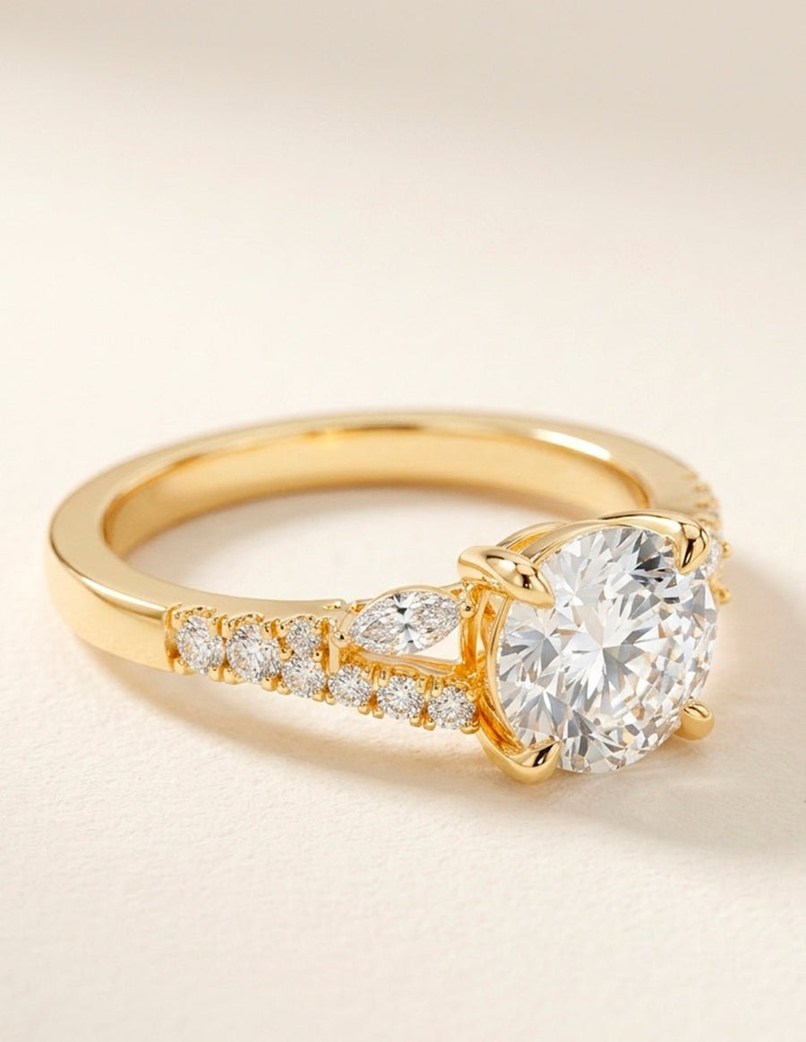 Anillo de compromiso - piedras laterales - AMORE136-RD-LG