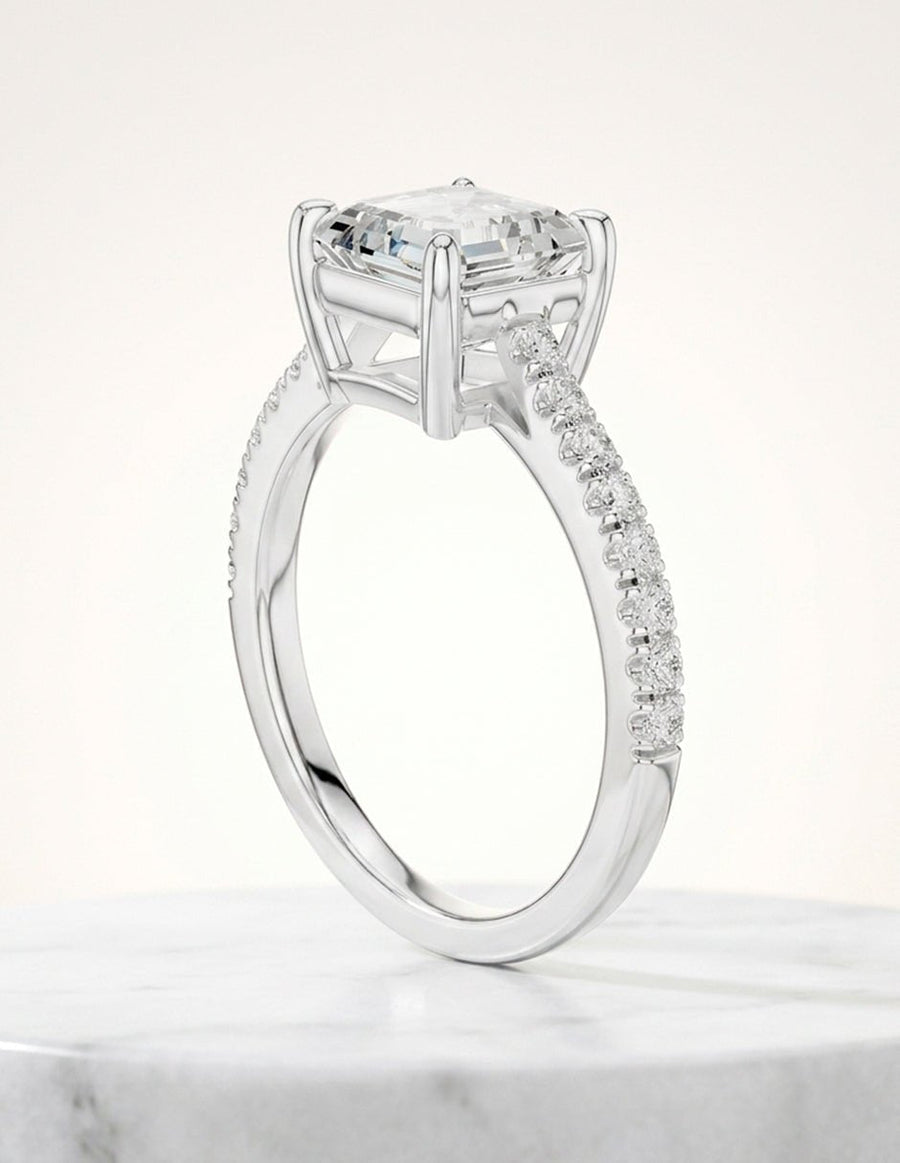 Anillo de compromiso - piedras laterales - AMORE137-AS-LG
