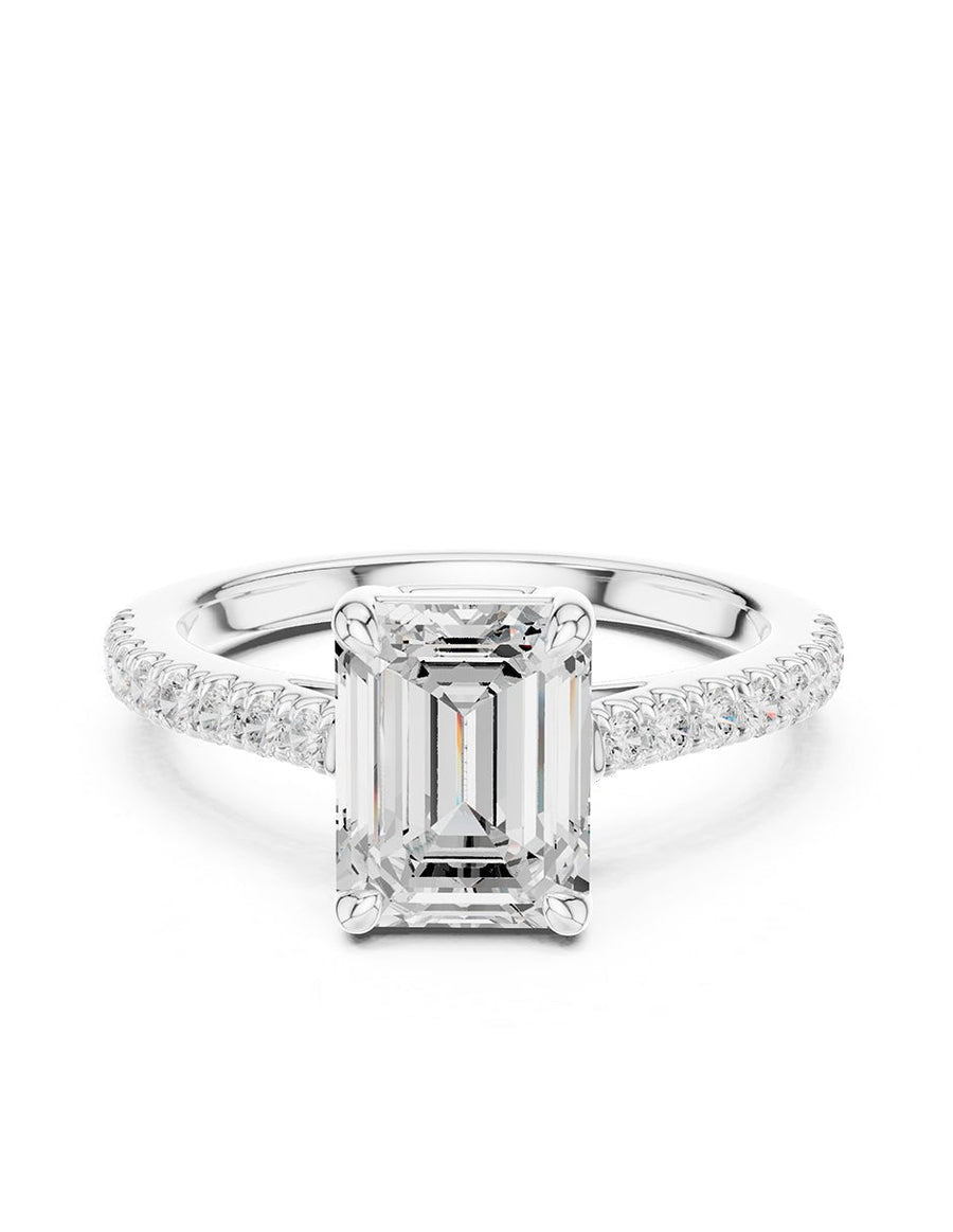 Anillo de compromiso - piedras laterales - AMORE137-EM-LG