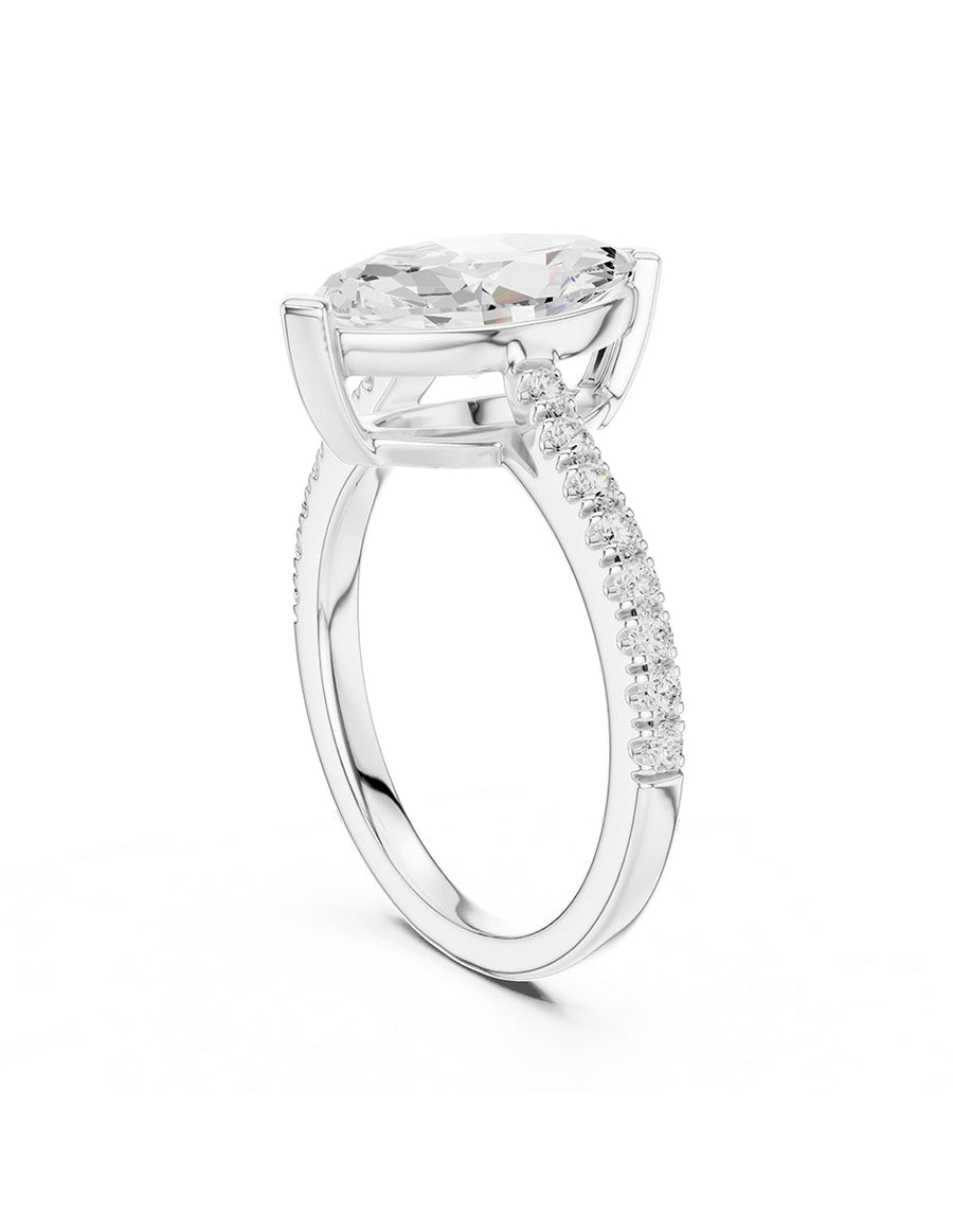 Anillo de compromiso - piedras laterales - AMORE137-MQ-LG