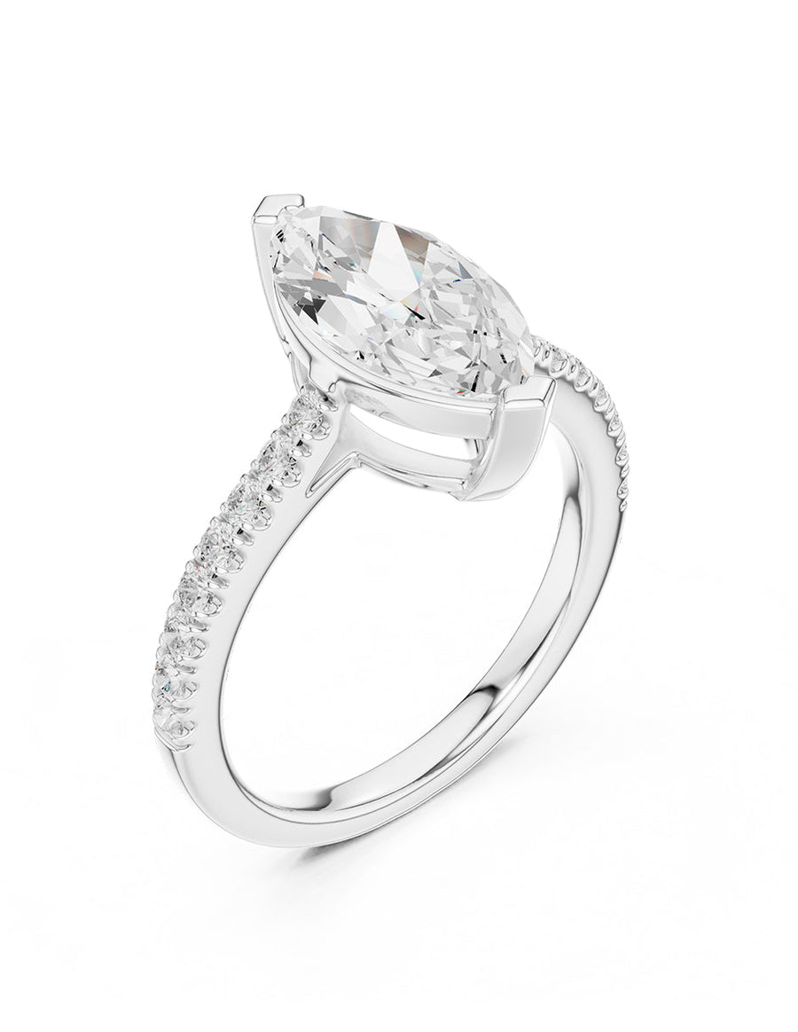 Anillo de compromiso - piedras laterales - AMORE137-MQ-LG