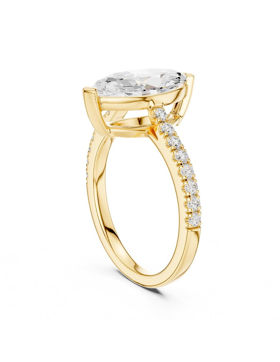 Anillo de compromiso - piedras laterales - AMORE137-MQ-LG