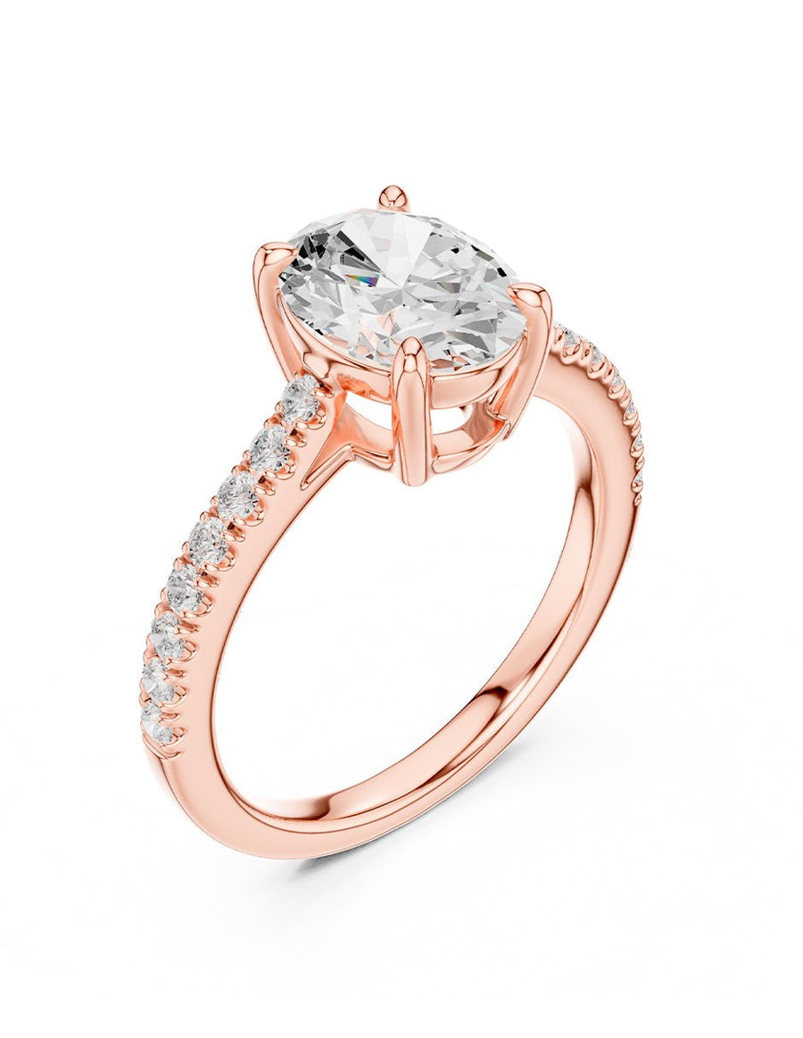 Anillo de compromiso - piedras laterales - AMORE137-OV-LG