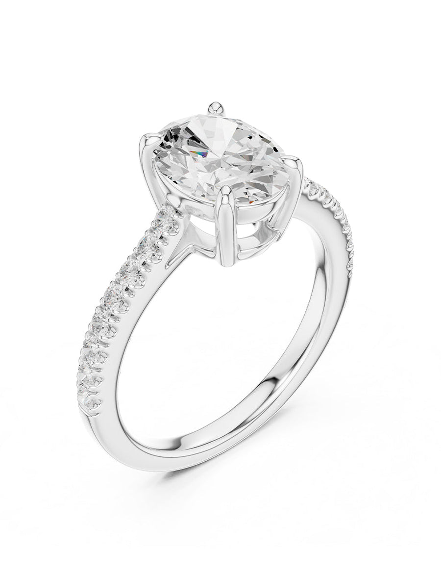 Anillo de compromiso - piedras laterales - AMORE137-OV-LG