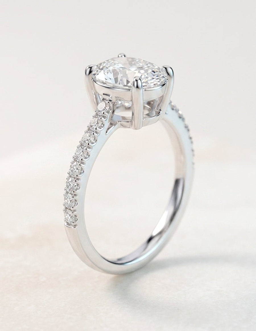 Anillo de compromiso - piedras laterales - AMORE137-OV-LG
