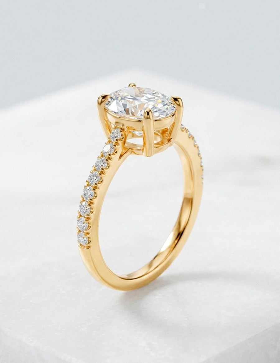 Anillo de compromiso - piedras laterales - AMORE137-OV-LG