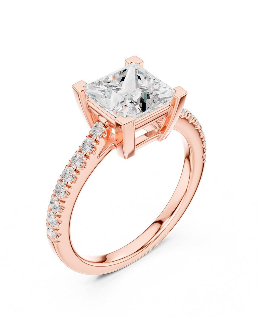 Anillo de compromiso - piedras laterales - AMORE137-PR-LG